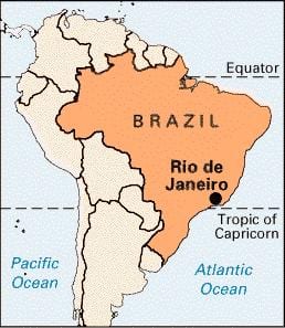 Rio de Janeiro v brazílii mapě