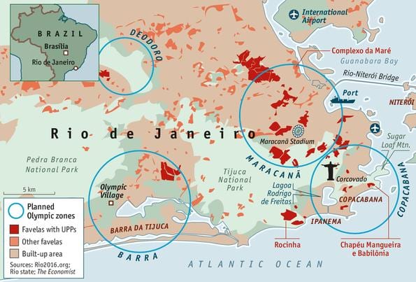 favely v Rio de Janeiro mapa