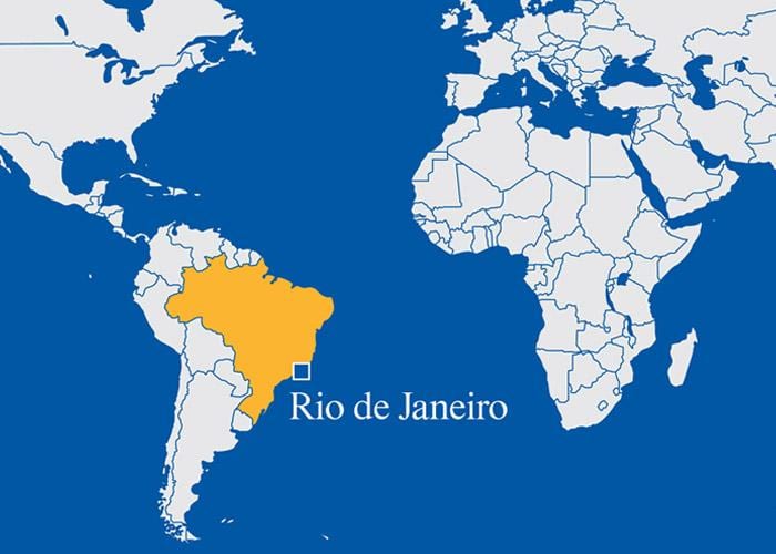 mapa světa zobrazující Rio de Janeiro