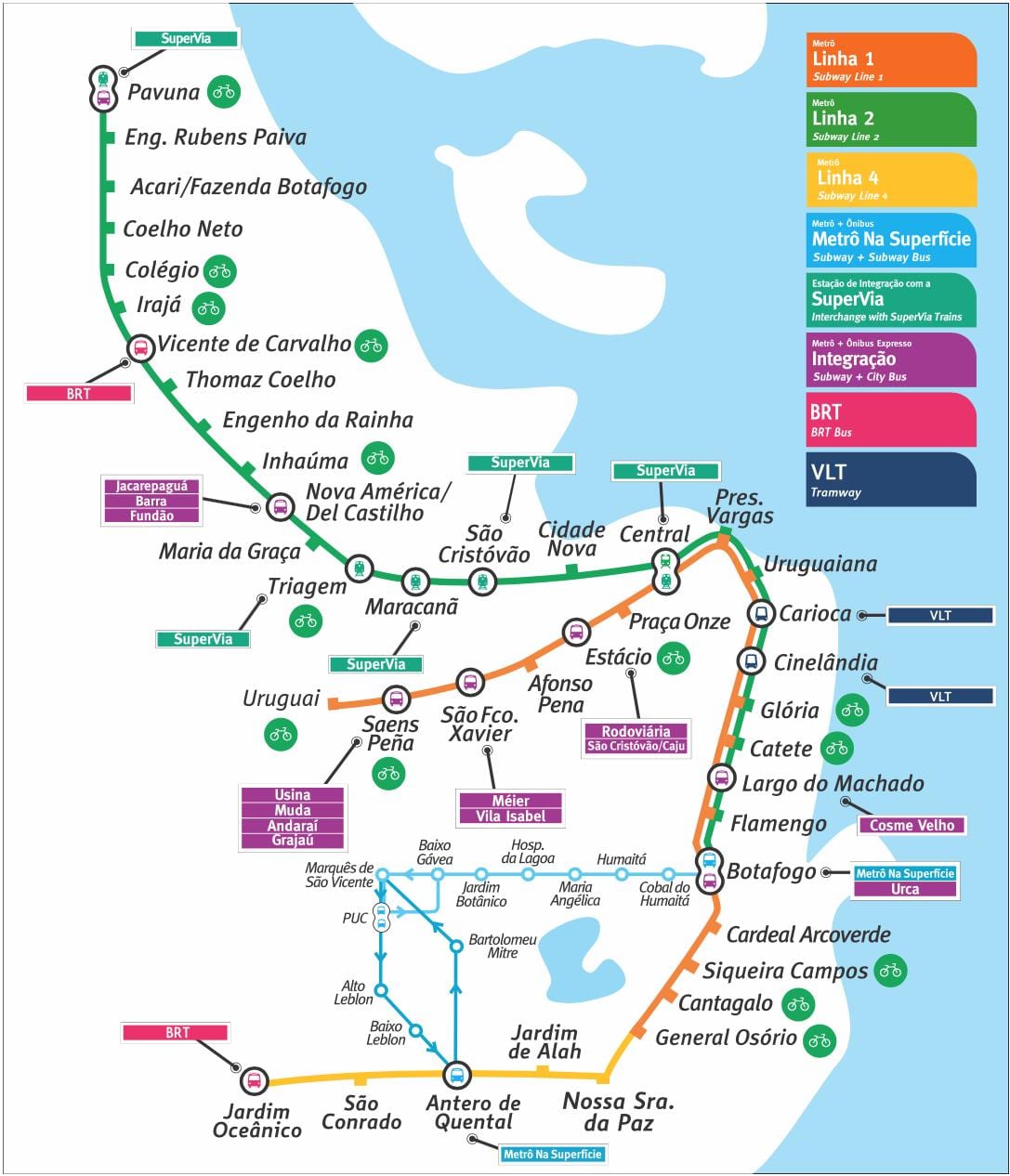 metro v Rio de Janeiro mapa