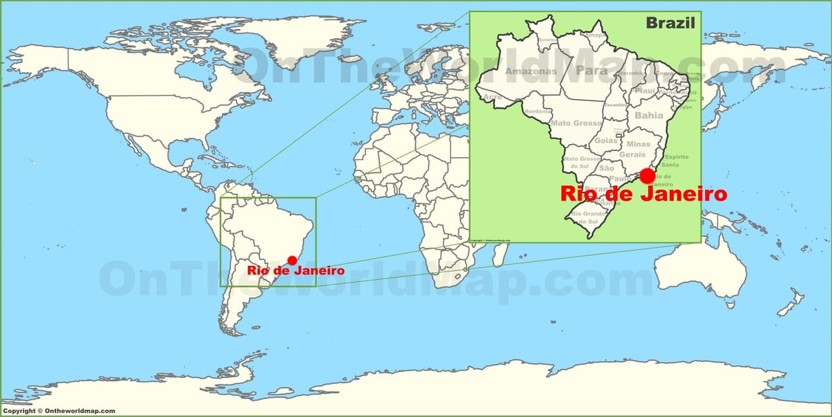 kde je Rio de Janeiro se nachází na mapě světa