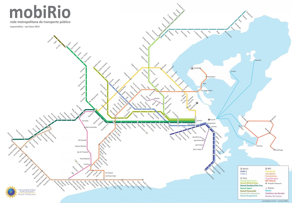 Rio vlak mapě