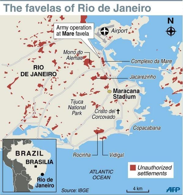favela v Rio de Janeiro mapa