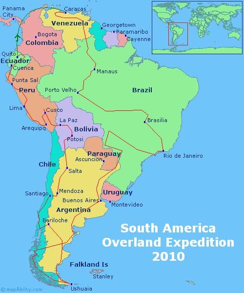 mapa jižní ameriky Rio