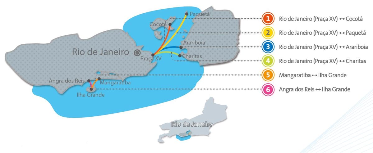 Rio de Janeiro loď mapě