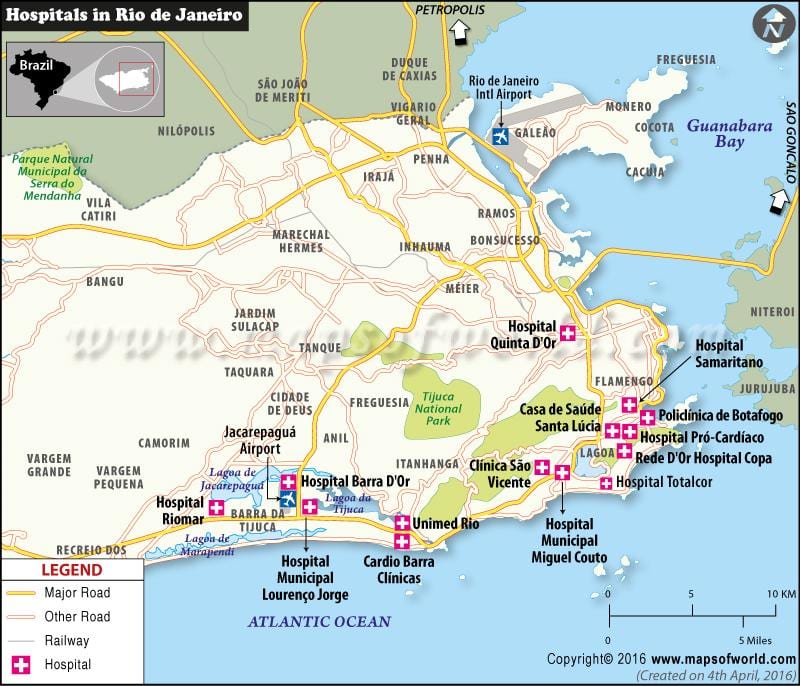 Rio de Janeiro nemocnice mapě