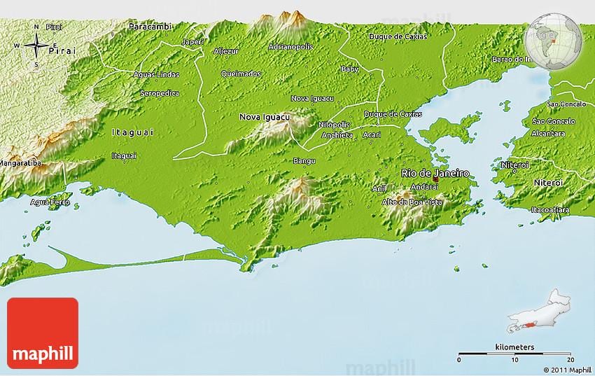geografické mapě Rio