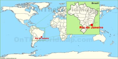 Mapa světa Rio de Janeiro, brazílie