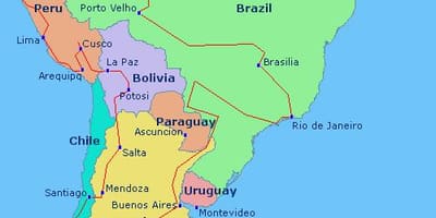 Mapa jižní ameriky Rio