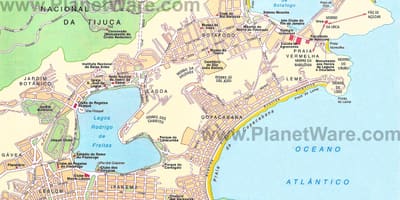 Mapa pláží v Rio de Janeiro